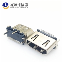 USB连接器 HDMI母座 19P 直立式贴片SMT 长度13.0MM 三脚插板DIP HDMI插座