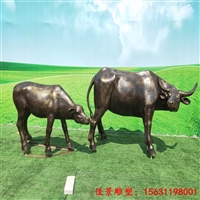 玻璃钢牛雕塑 户外仿铜动物摆件 步行街华尔街铜牛雕塑