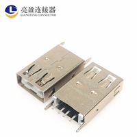 USB连接器 USB2.0母座 180度直立式插板 长24.5MM 直边/卷边 USB插座