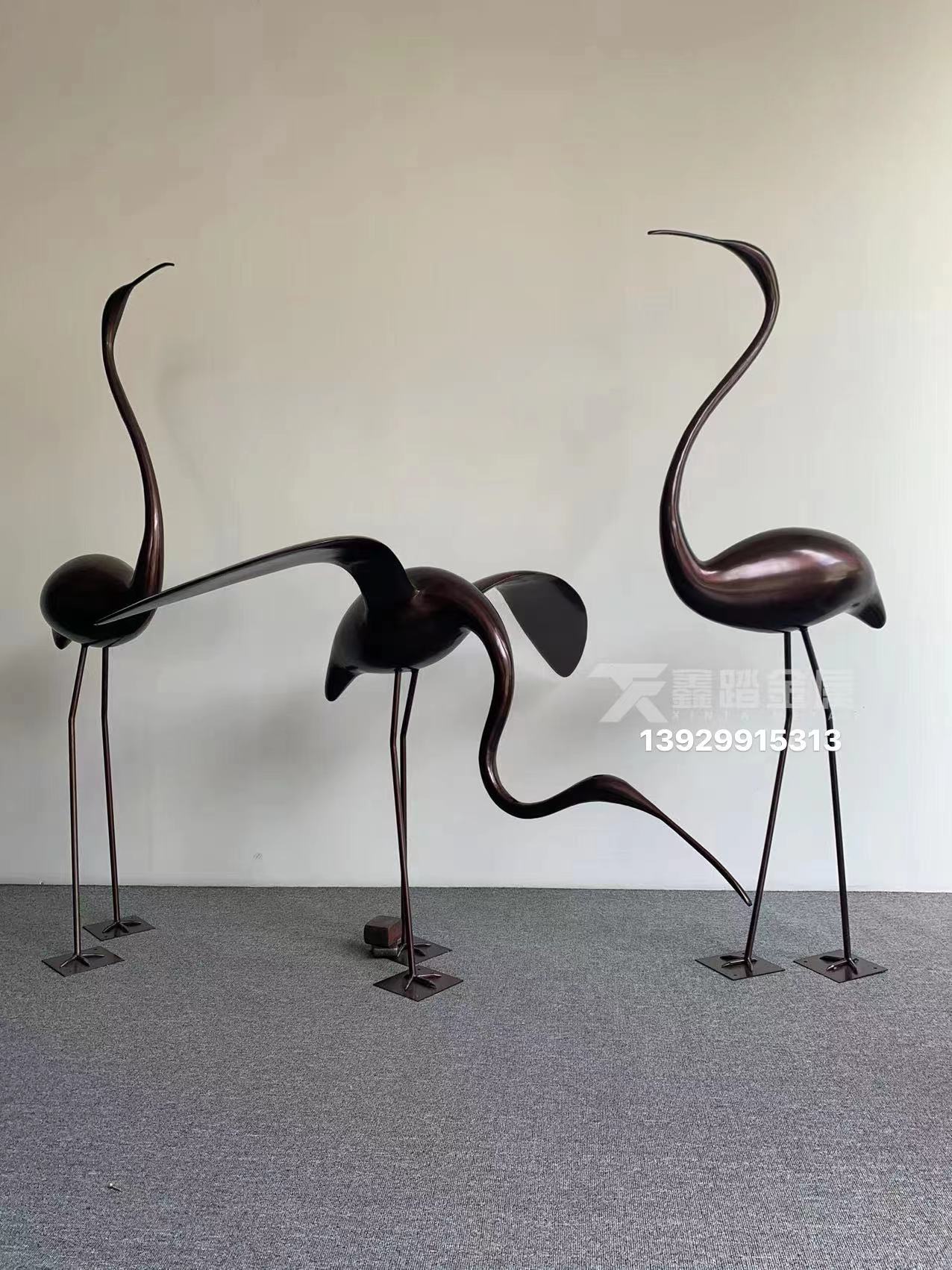 景观动物仿真鸟类不锈钢雕塑304不锈钢锻打公园仙鹤雕塑