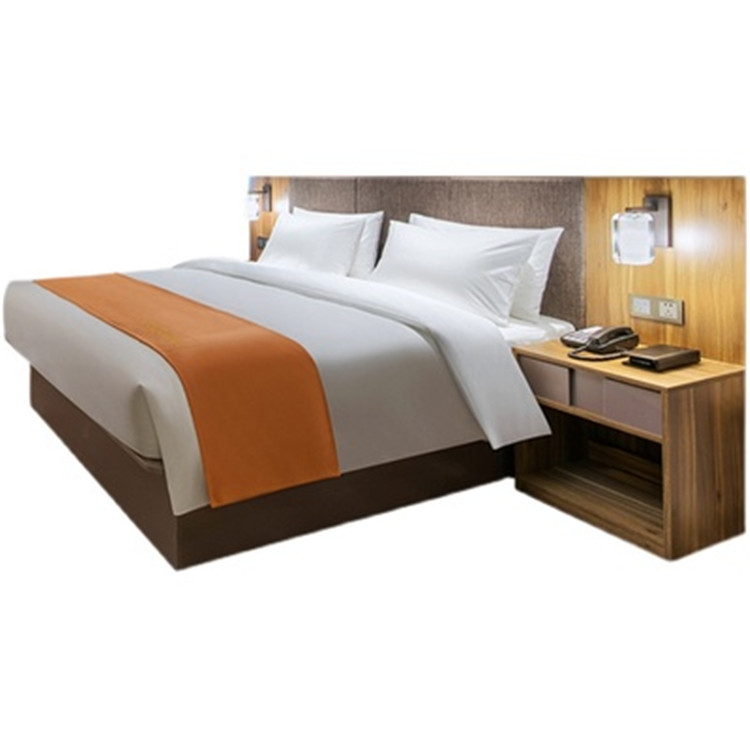 定制软包单人床双人间民宿公寓大床客房床家具整套青岛万千家具