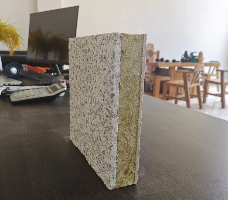 白麻石材喷沙面岩棉保温复合一体板