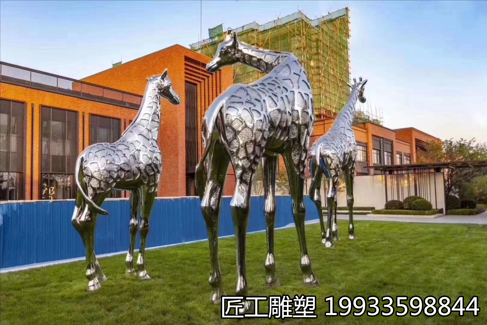 不锈钢动物长颈鹿雕塑 不锈钢动物模型定制 动物模型制作 园林景观制作