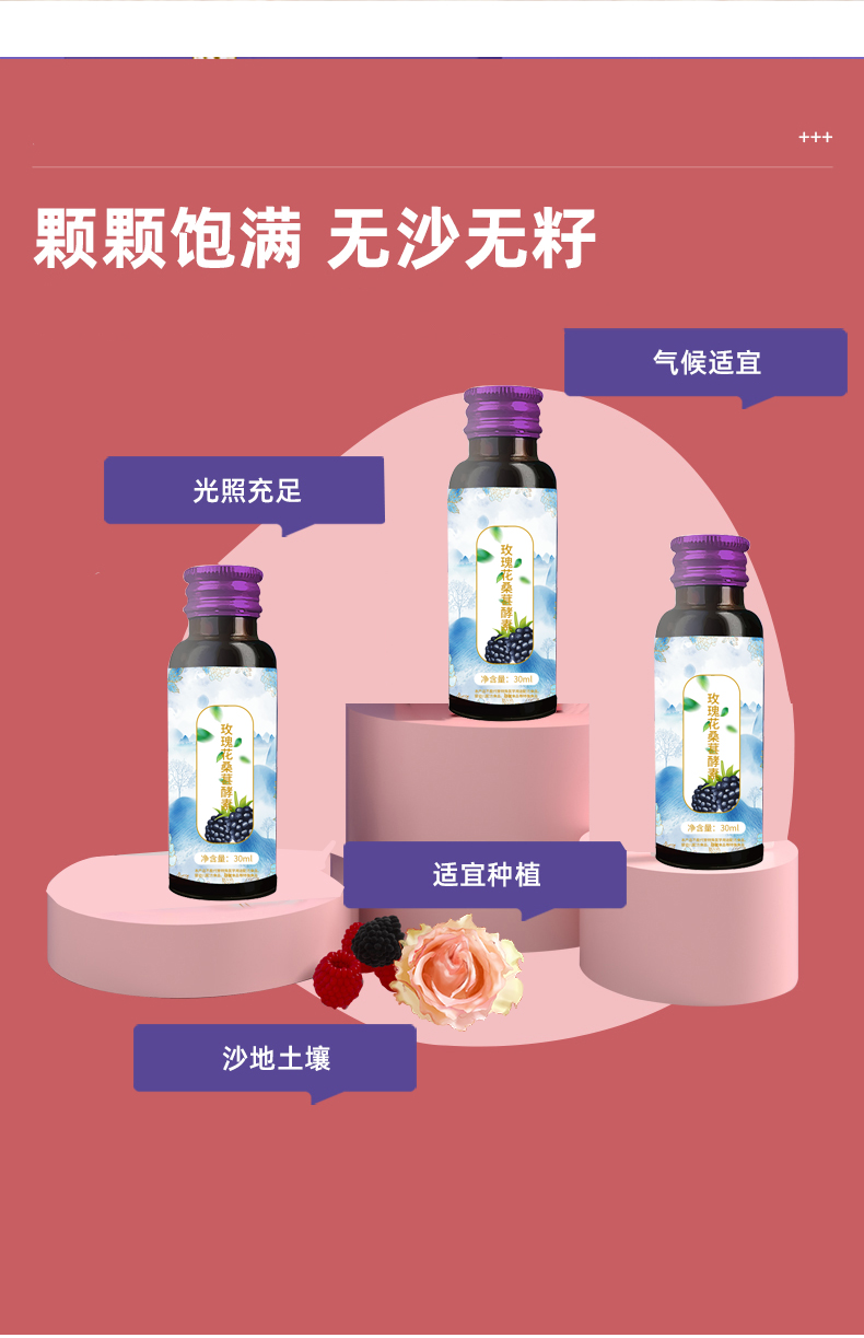 玫瑰花桑葚酵素口服液OEM贴牌代工生产厂家