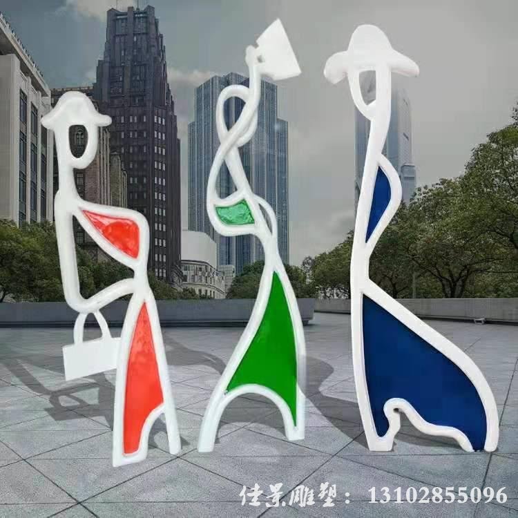 不锈钢运动剪影人物雕塑 抽象跑步剪影雕塑
