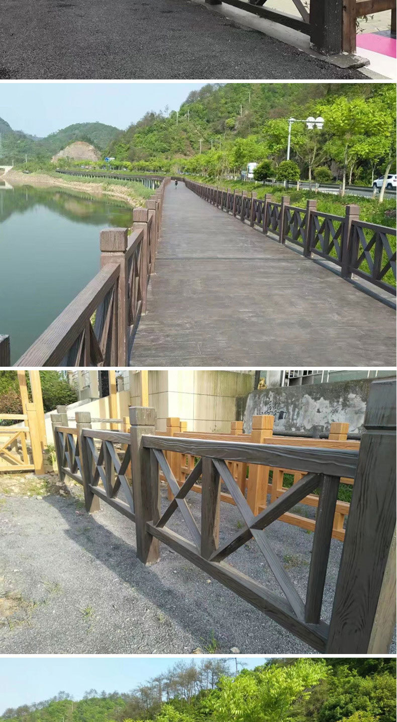 水泥仿木桩护栏 景观仿木围栏制作安装 广西桂林护栏厂家