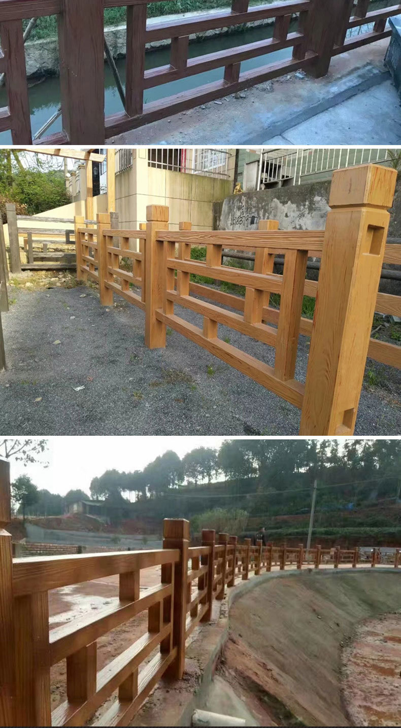 韶关水泥护栏厂家 园林景观仿木栏杆 维护方便使用年限长