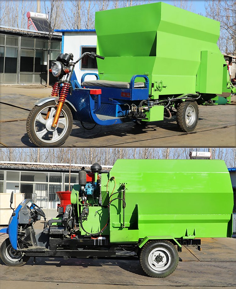 双侧三轮撒料车 牛羊饲料投料机 粮草喂料车