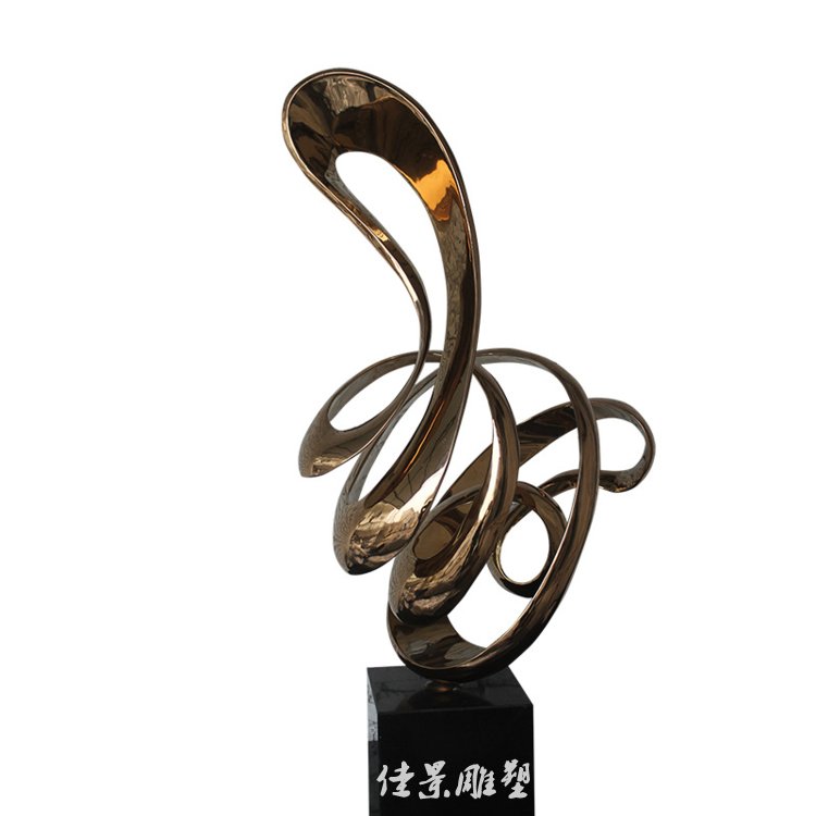 不锈钢雕塑摆件 欧式抽象飘带 电镀金属工艺品