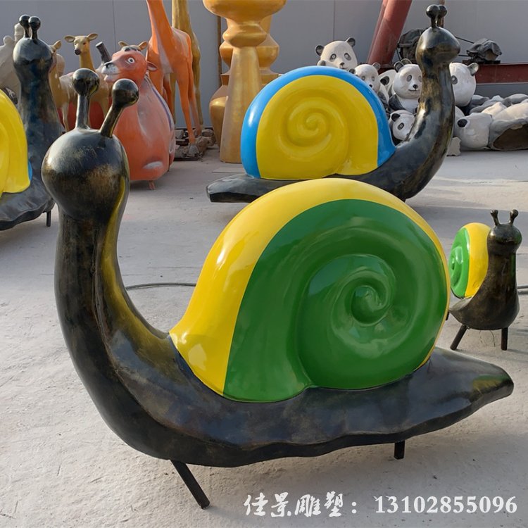 不锈钢动物雕塑 彩绘蜗牛户外公园绿地摆件