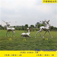 不锈钢鹿雕塑镜面几何鹿 大型鹿仿真园林景观鹿售楼部摆件