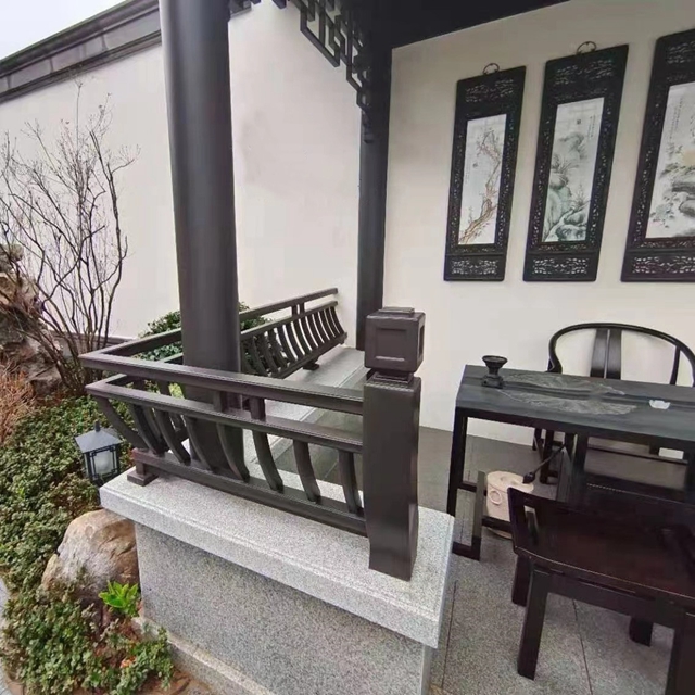 四合院铝合金美人靠 铝代木走廊护栏 铝合金美人靠多少钱一米