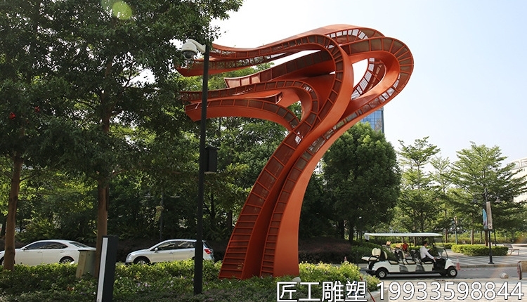 不锈钢抽象飘带雕塑