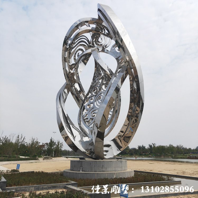 不锈钢镜面景观雕塑 城市地标金属雕塑装饰