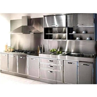 现代厨房不锈钢橱柜 家用防潮板灶台柜 一体经济型水槽柜子 碗柜简易靠墙柜