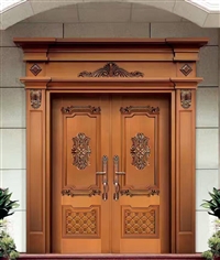 优威顿铜门门 双开进户铜门 庭院大门 洛阳紫铜铜门