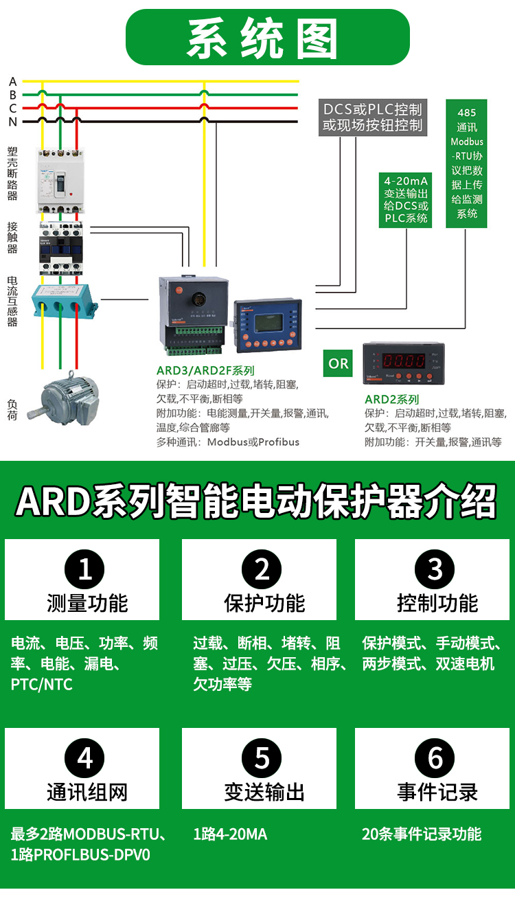 上海安科瑞智能电动机保护器ARD2L
