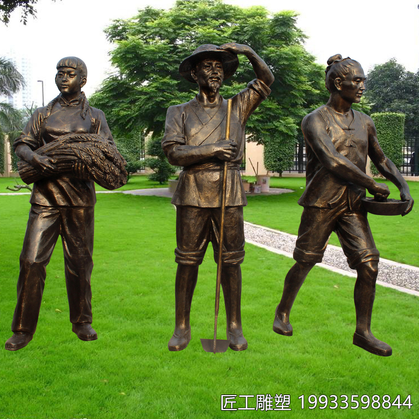 玻璃钢传统民俗农民雕塑