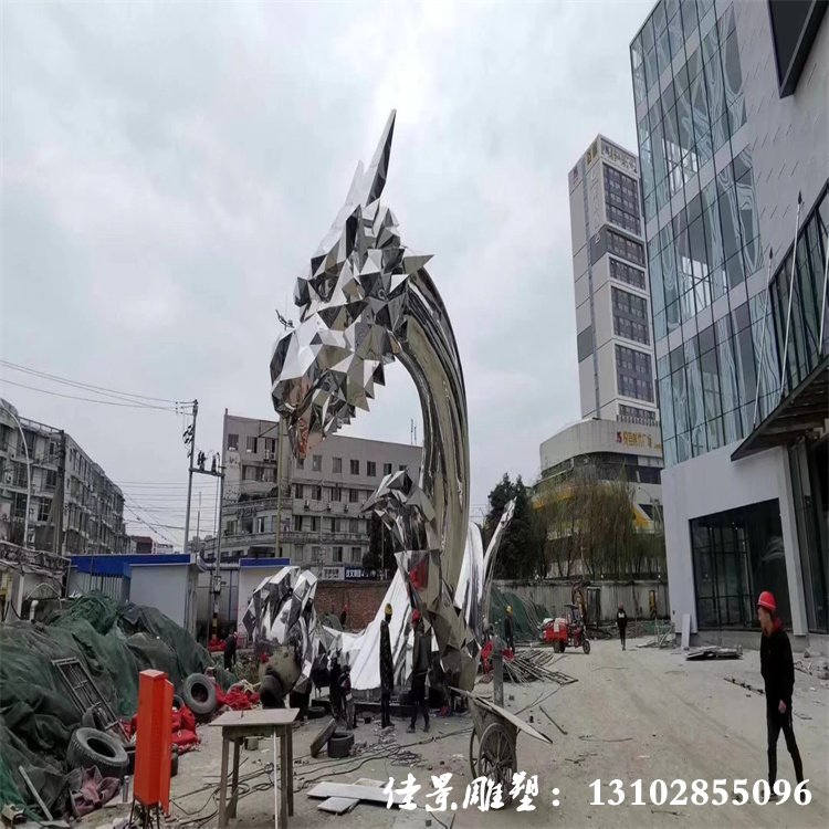 镂空鲸鱼雕塑 城市不锈钢雕塑