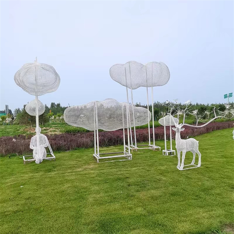 不锈钢云朵雕塑厂家,镂空云彩雕塑,云朵雕塑景观