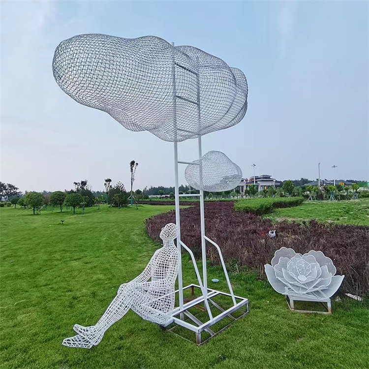不锈钢云朵雕塑厂家,镂空云彩雕塑,云朵雕塑景观_曲阳县百韵园林雕塑