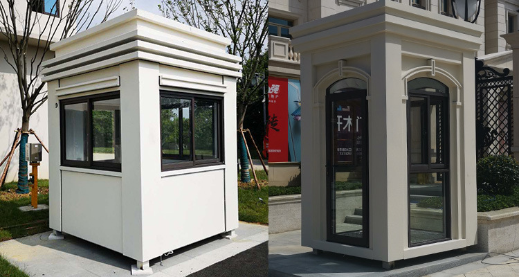 江西九江 艺术真石漆欧式岗亭 钢结构保安亭现代值班门卫亭