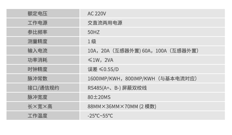安科瑞多功能导轨表DDSD1352-F 单相LCD显示表