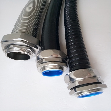 不锈钢包塑软管锁母dn12电缆穿线软管接头 内外螺纹卡套自固直接头-搜