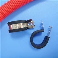 胶管单管夹片  Φ25P型包胶线卡Q686金属油管卡子波纹管紧固夹