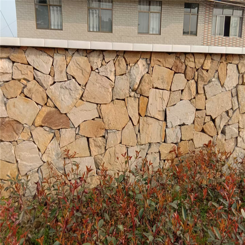 宜宾黄色文化石  黄锈石碎拼石3公分厚