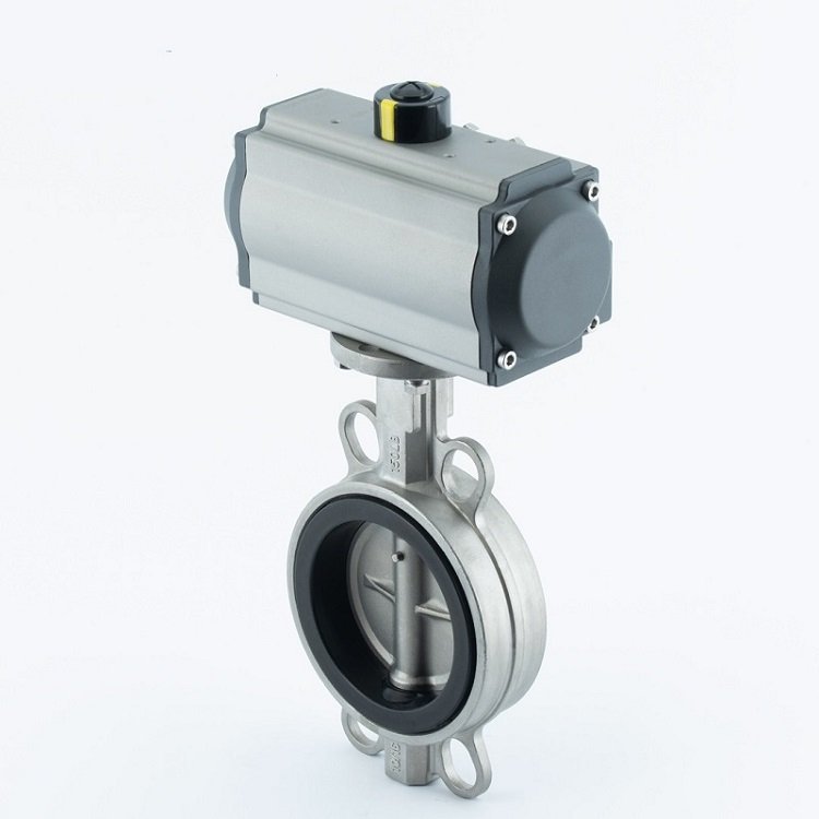 气动防爆橡胶软密封蝶阀d671x-25p对夹式蝶阀球墨体耐酸碱阀门dn50