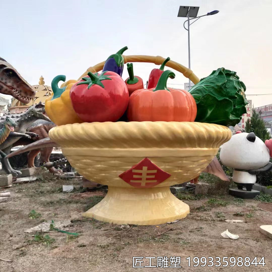 玻璃钢仿真果篮摆件雕塑