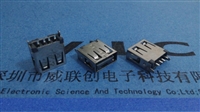 180度 AF USB2.0母座 小脚-短脚 直边 LCP黑胶SGSROHS CAD图纸