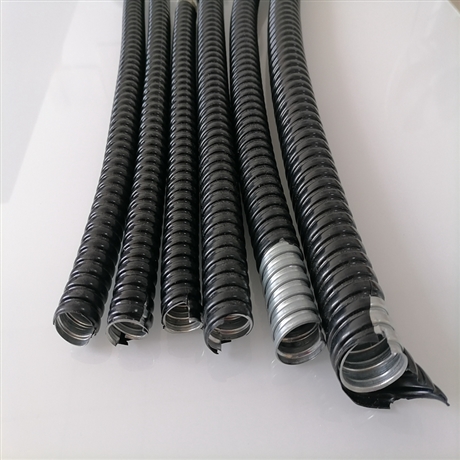 dn15包塑金属螺纹软管 黑灰色包胶电缆防水波纹管 单扣型规格齐全-搜