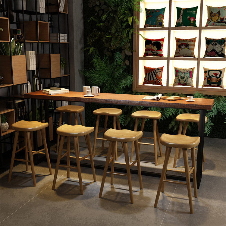 青岛酒吧家具 休闲实木桌椅 吧台吧椅定制 尺寸颜色均可定做