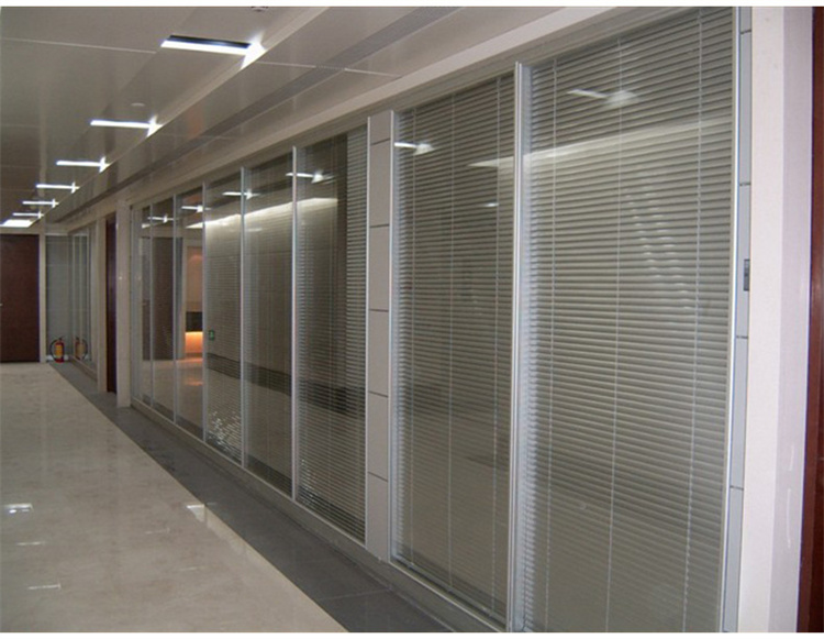 双层百叶办公室玻璃隔断 卫生间钢化玻璃隔断   铝合金高隔断墙门