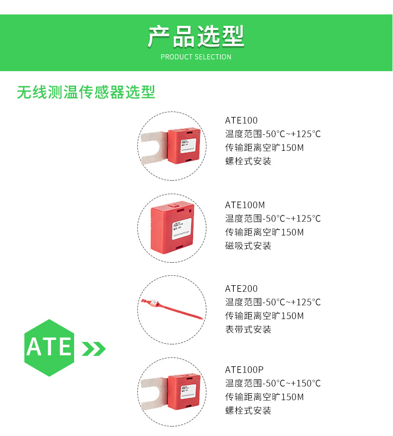 安科瑞无线测温传感器ATE400 ct感应取电测温范围-50-125度