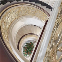 别墅纯铜欧式雕花楼梯扶手方案