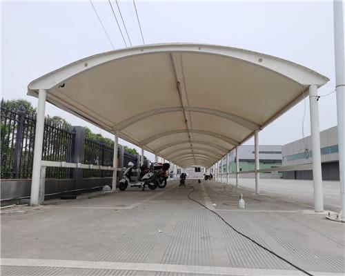 双开电动车篷-电动自行车停车棚-排水水槽安装