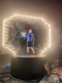 旋转舞台水雾门 景区不夜城烟雾表演道具 户外打卡引流装置 LED景观灯