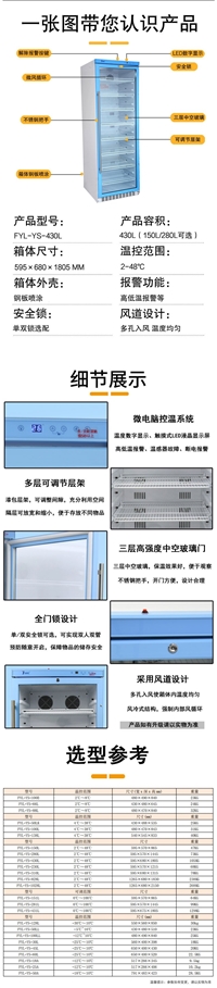 2-8度医用冰箱实验室保存试剂样本生物制品可调控温度