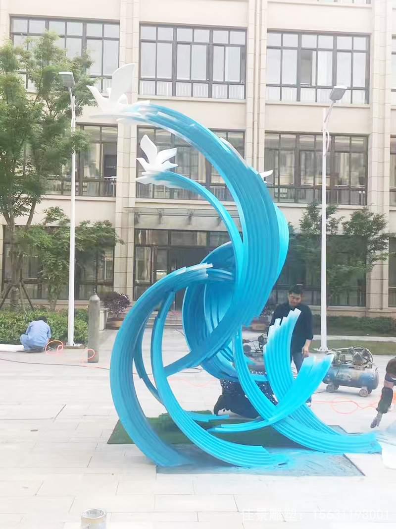 大型不锈钢海浪雕塑
