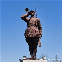  城市景观雕塑 吹冲锋号人物铜雕 
