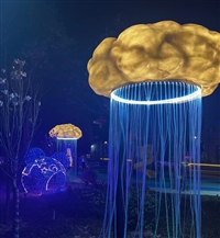 互动灯光 蘑菇云雨帘 感应光纤灯  景区公园亮化