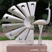 抽象孔雀不锈钢动物景观雕塑