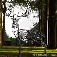  不锈钢动物 镂空鹿雕塑
