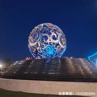 不锈钢发光镂空球雕塑 城市地标建筑 
