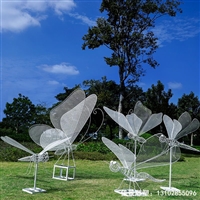 草坪动物不锈钢发光蝴蝶雕塑