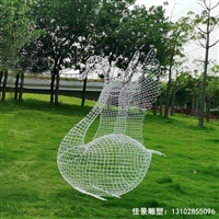  公园发光动物 不锈钢镂空鹅