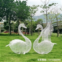  不锈钢镂空情侣鹅 广场发光动物 